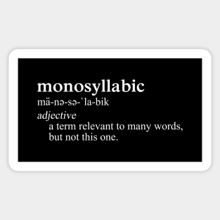 Monosyllabic Funny Definition Sticker